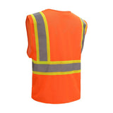 GSS Safety 1008 Orange safety vest with reflective stripes on a white background, ANSI 107-2020 Class 2 compliant