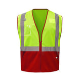 Two-tone GSS High-visibility safety vest 1014 with reflective stripes on a white background, ANSI/ISEA 107-2020 Class 2 compliant