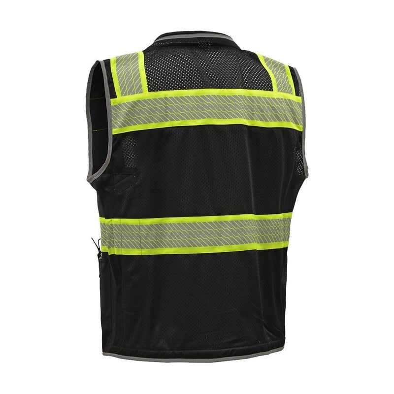 back side of GSS black surveyor safety vest 1513