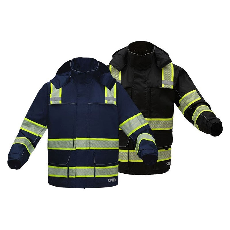 GSS safety onyx safety rain coat front view 6502 & 6503