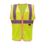 GSSSafety Lime safety vest with pink bottom for women