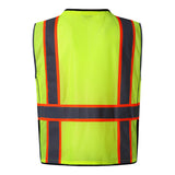 Hivispro ANSI Class-2 high-visibility safety vest V1061 in lime, back view.