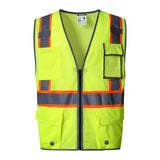 Hivispro ANSI Class-2 high-visibility safety vest V1031 in lime, front view