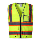 Hivispro ANSI Class-2 high-visibility safety vest V1021 in lime, front view