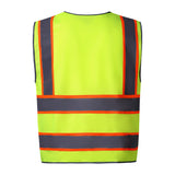 Hivispro ANSI Class-2 high-visibility safety vest V1021 in lime, back view