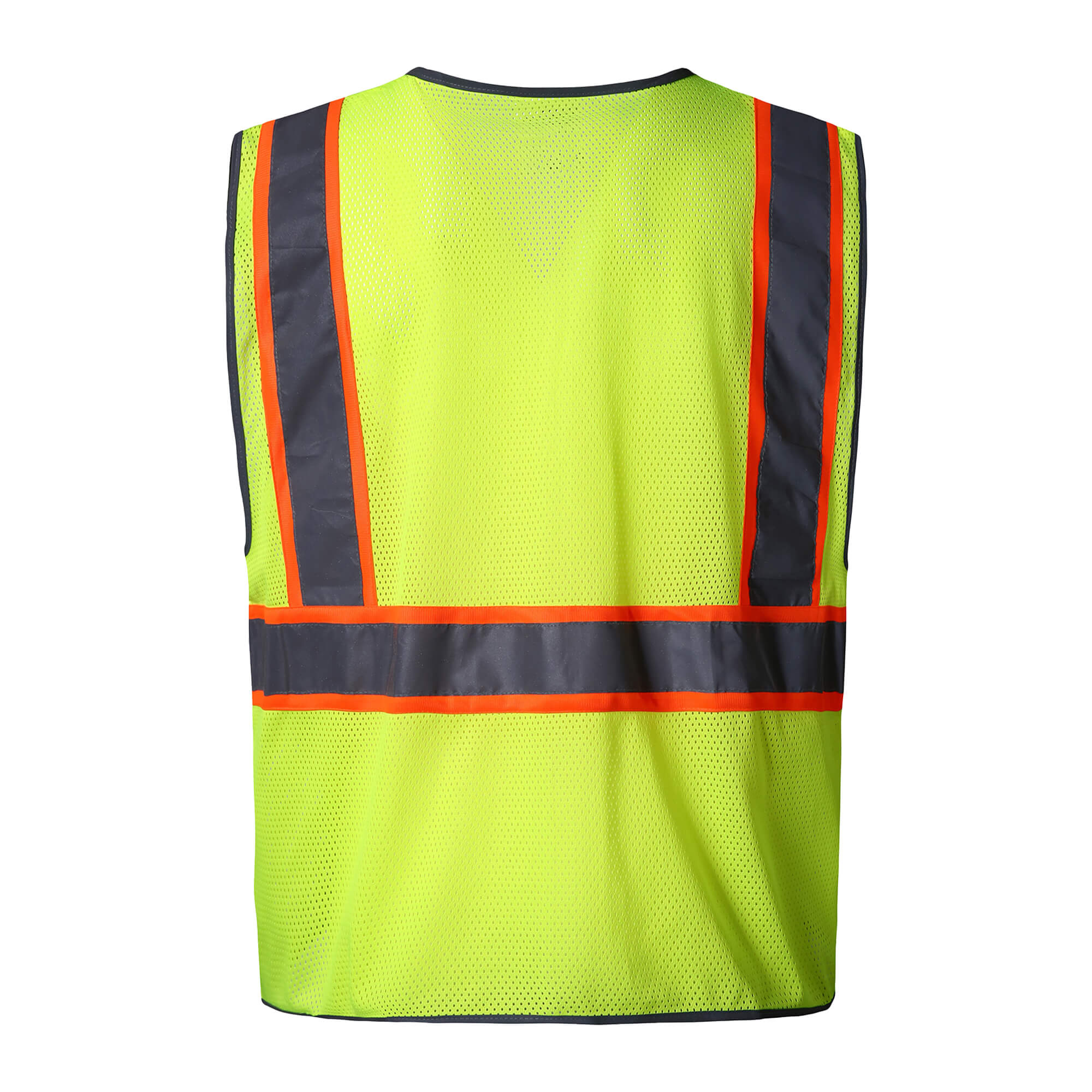 Hivispro ANSI Class-2 high-visibility safety vest V1031 in lime, back view