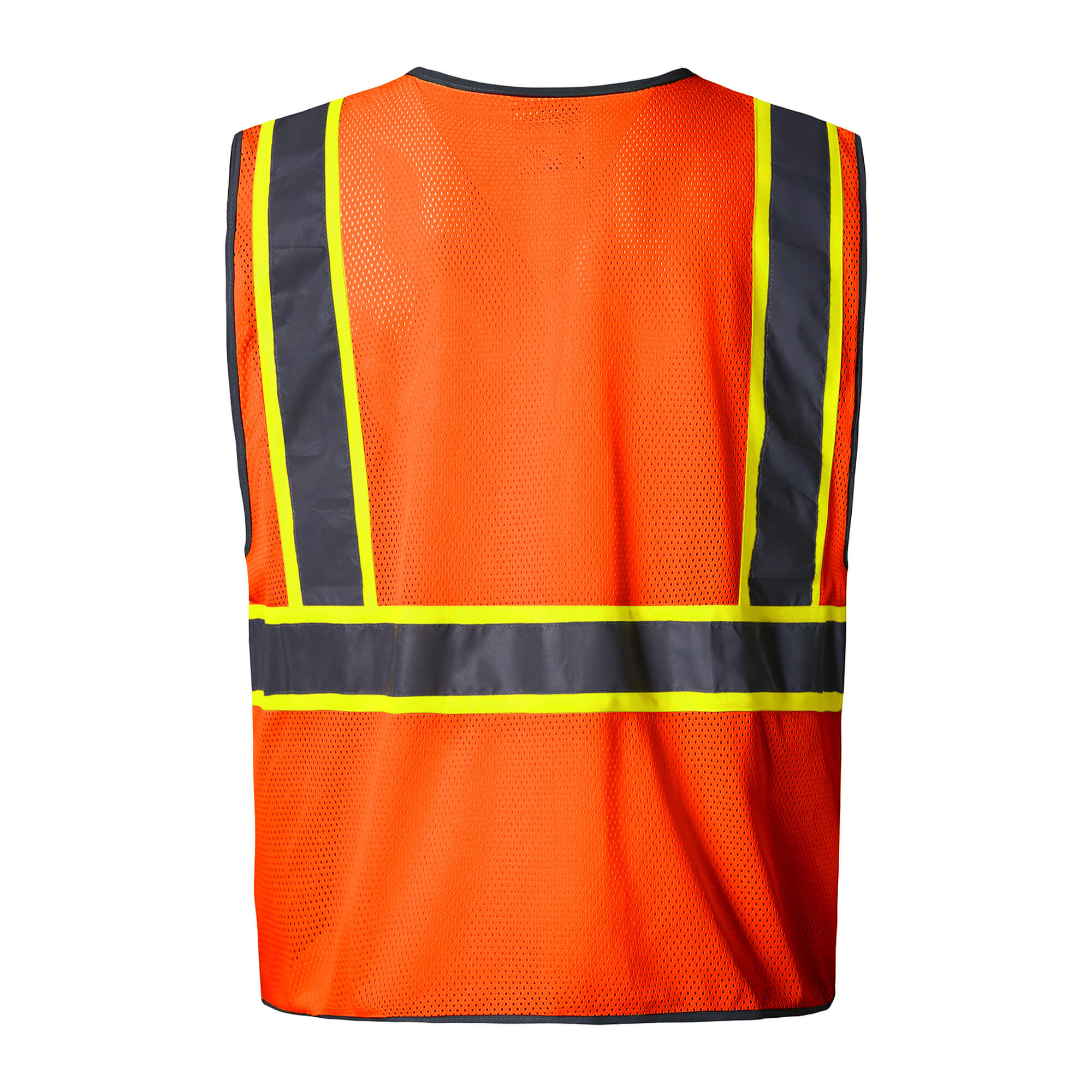 Hivispro ANSI Class-2 high-visibility safety vest V1032 in orange, back view
