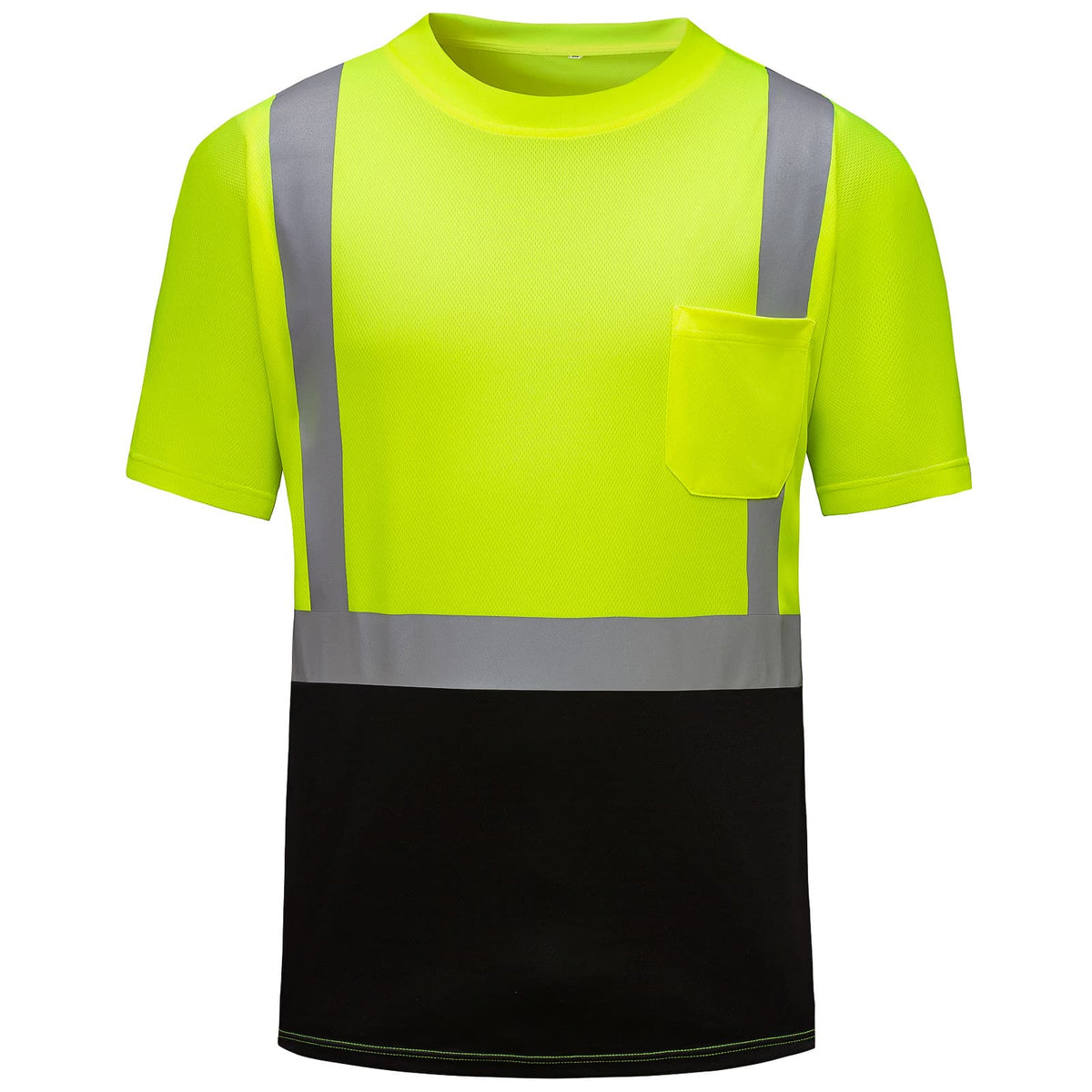 Hivispro ANSI Class-2 high-visibility short shirt T2031 in lime, front view.