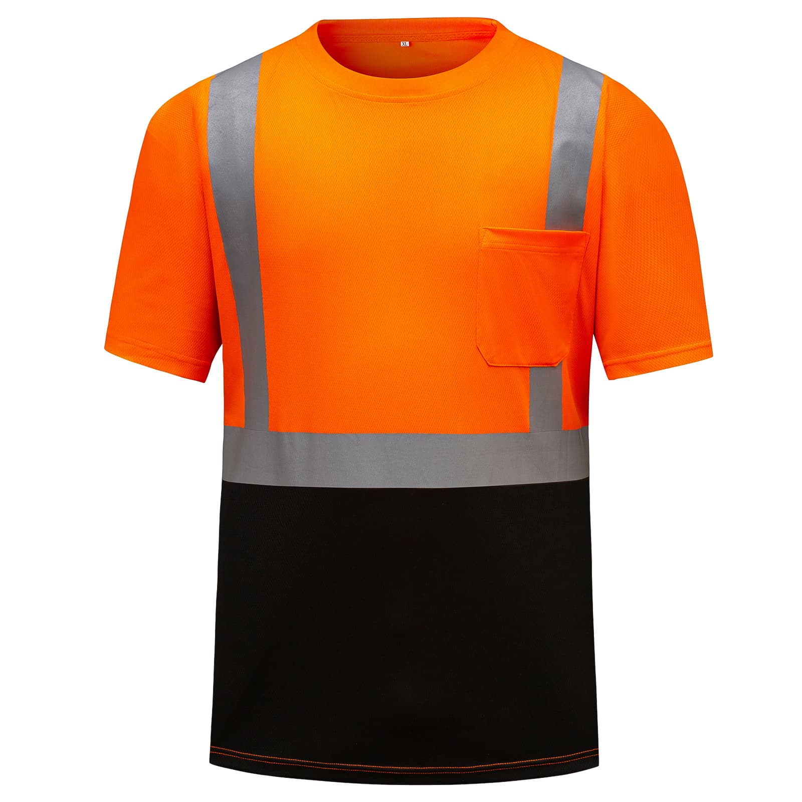 Hivispro ANSI Class-2 high-visibility short shirt T2032 in orange, front view.