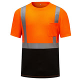 Hivispro ANSI Class-2 high-visibility short shirt T2032 in orange, front view.