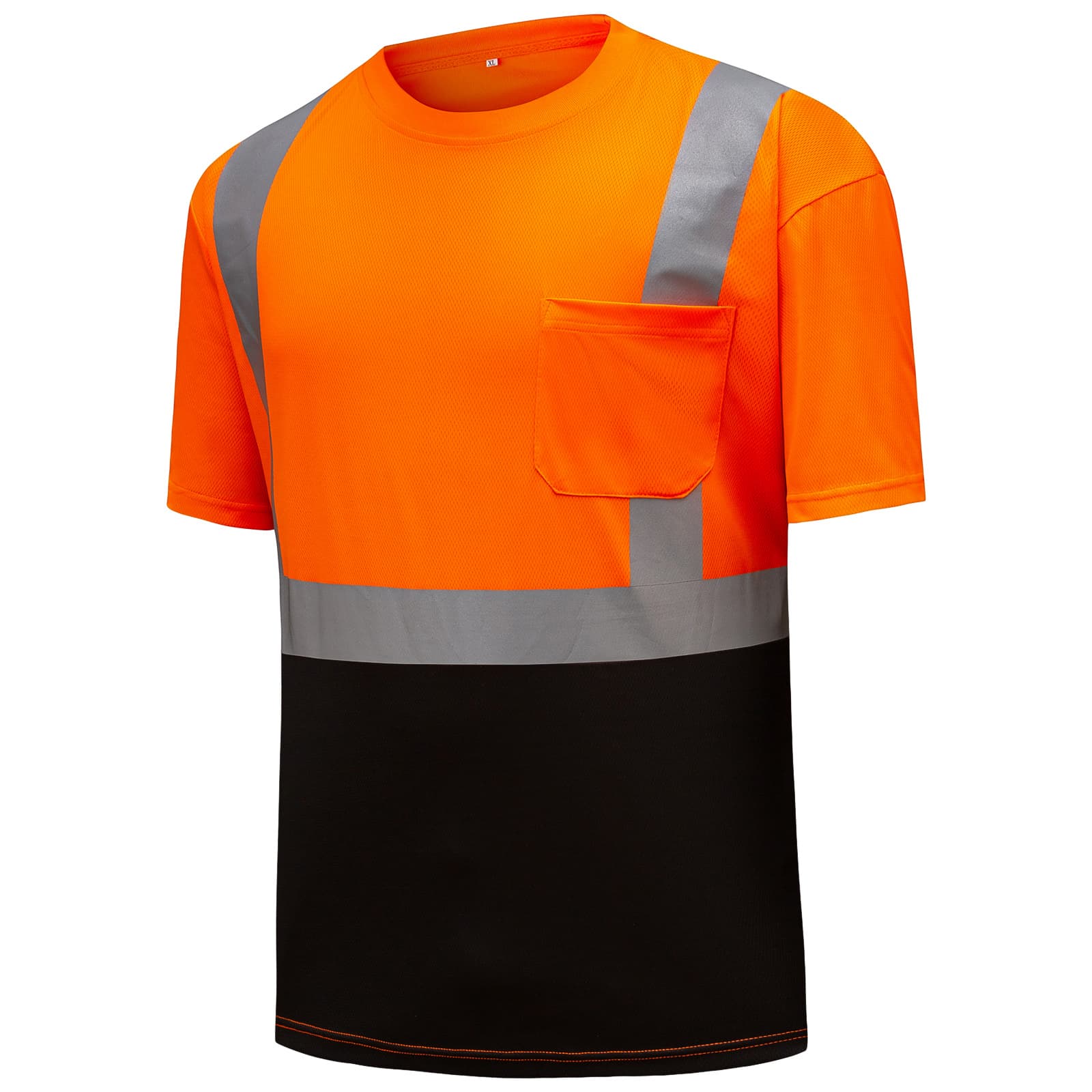 Hivispro ANSI Class-2 high-visibility short shirt T2032 in orange, side view.