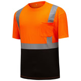 Hivispro ANSI Class-2 high-visibility short shirt T2032 in orange, side view.
