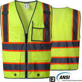 ANSI-Class-2-V1011-Lime-hi-vis-safety-vest-front-and-back-view-with-certificate