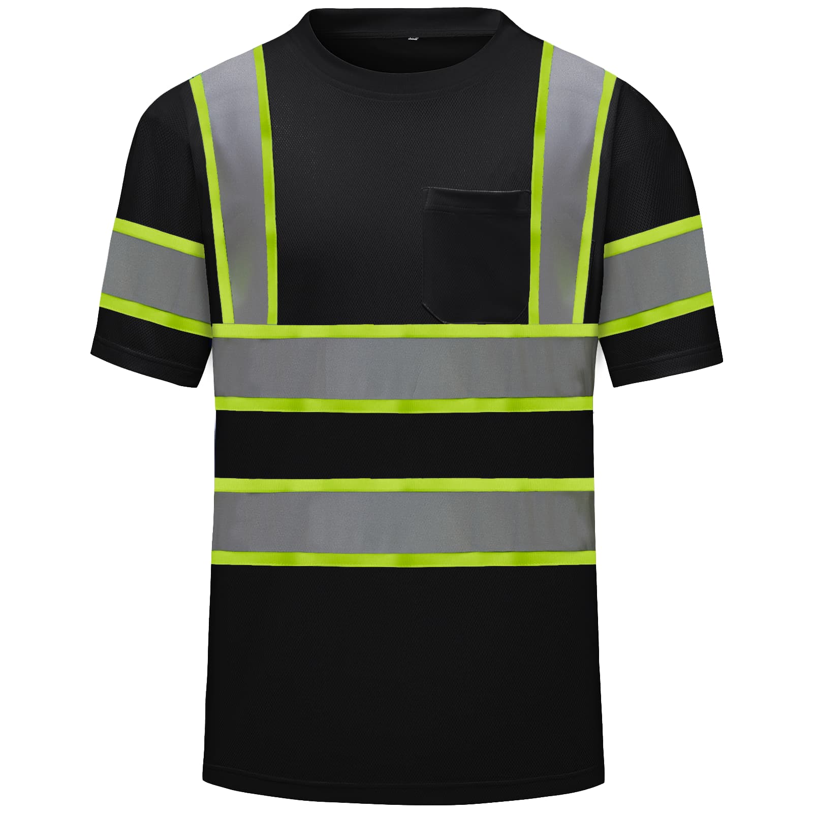 Hivispro ANSI Class-3 high-visibility short shirt T1013 in black, front view