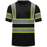 Hivispro ANSI Class-3 high-visibility short shirt T1013 in black, front view
