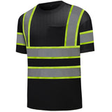 Hivispro ANSI Class-3 high-visibility short shirt T1013 in black, side view