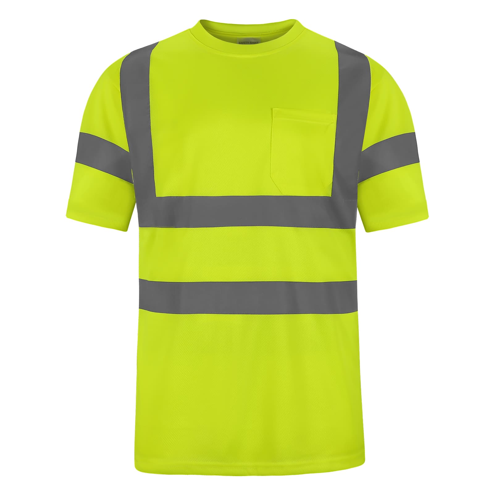 Hivispro ANSI Class-3 high-visibility short shirt T2011 in lime, front view.