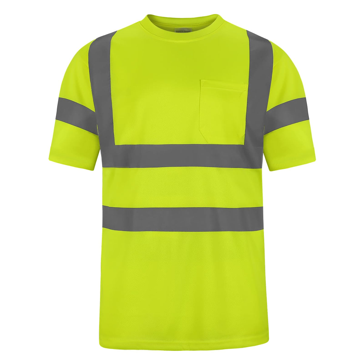 Hivispro ANSI Class-3 high-visibility short shirt T2011 in lime, front view.