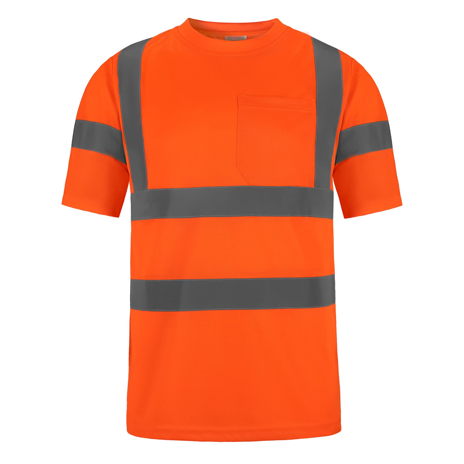 Hivispro ANSI Class-2 high-visibility short shirt T2012 in orange, front view.