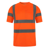 Hivispro ANSI Class-2 high-visibility short shirt T2012 in orange, front view.