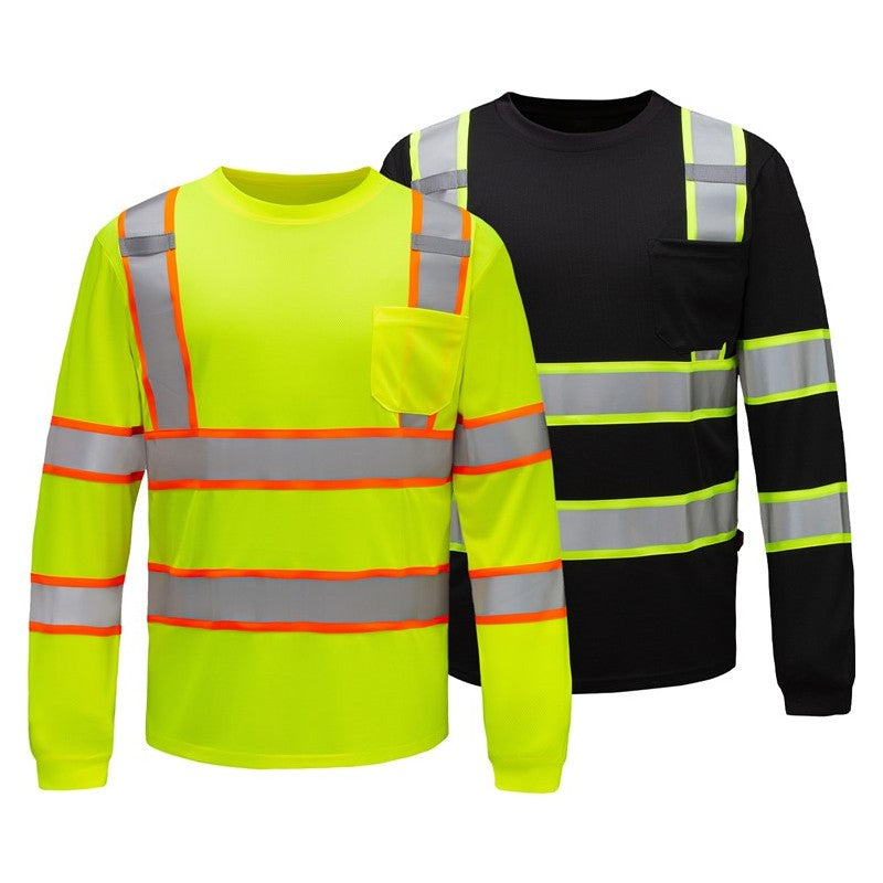 GSS Two Tone Long Sleeve T-Shirt with Black Bottom, Contrasting Trim, and 1 Chest Pocket - 5013/5015 Series