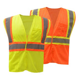 GSS Class 2 Fire Treated Hook & Loop Closure Vest with 2" Silver Reflective Tape and Multi Pockets - 3503/3504 Series