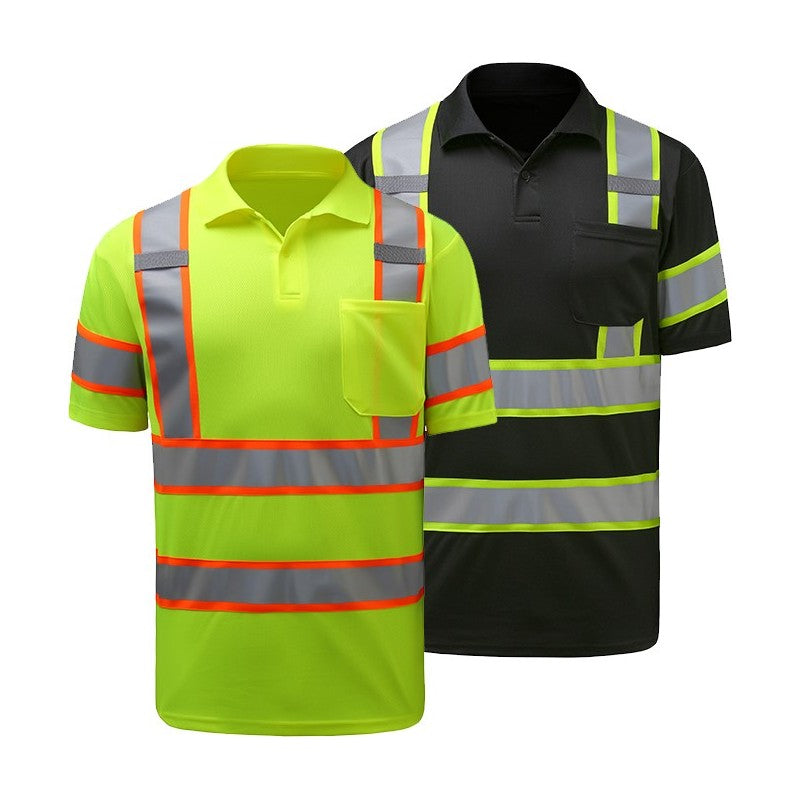 GSS Two Tone Short Sleeve Polo Shirt with Orange Contrasting Trim and 1 Chest Pocket - 5017/5019 Series