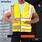 HivisPro Reflective Safety Vest | ANSI Class 2 Certified Hi-Vis Work & Play Vest with Pockets (V104)