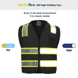 HivisPro V107 ANSI Class 2 Hi-Vis Reflective Safety Vest with Multi-Functional Pockets - V107 Series