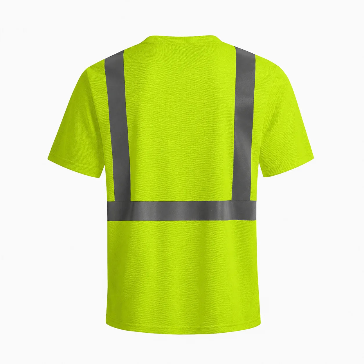 Back view of GSS 5001 lime Class 2 short sleeve safety T-shirt with reflective tape