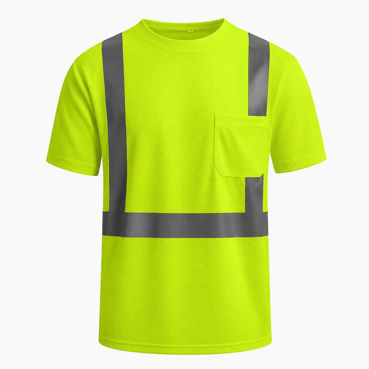 GSS 5001 lime Class 2 short sleeve safety T-shirt with reflective tape and chest pocket
