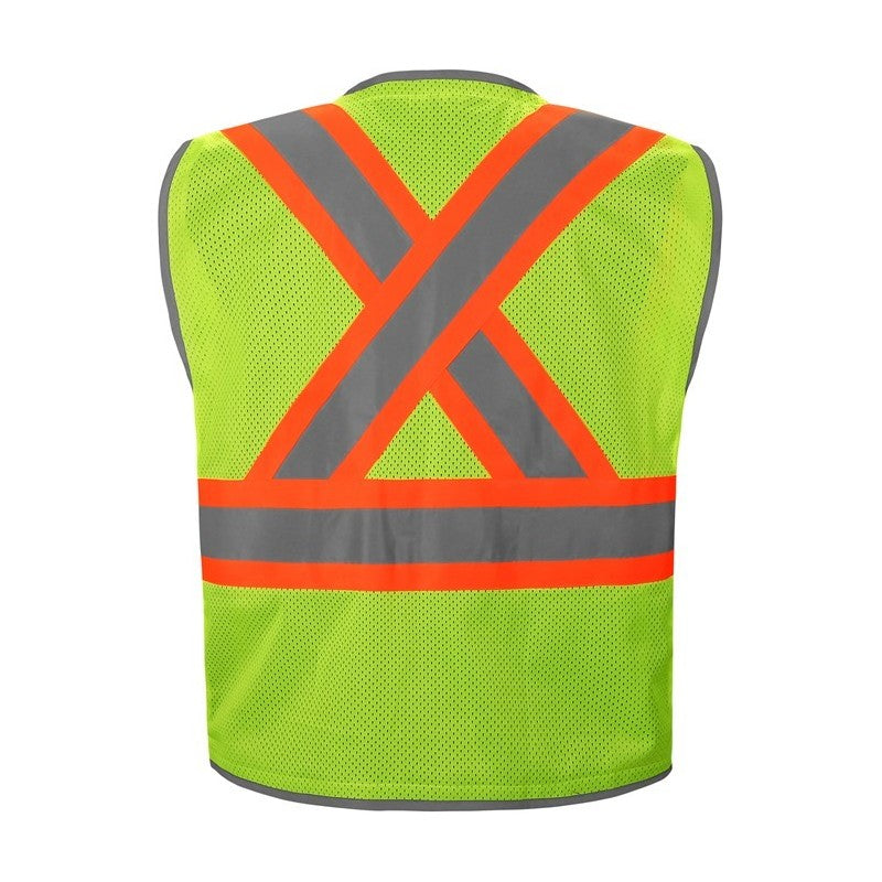 gss safety lime safety vest with x cross back 1611