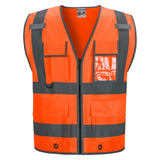 Front view of the HivisPro V2032 orange hi-vis safety vest 