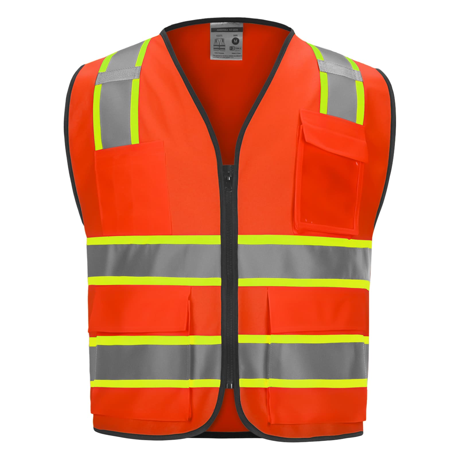 Front view of the HivisPro V1072 orange safety vest.