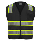 Front view of the HivisPro V1073 black safety vest.