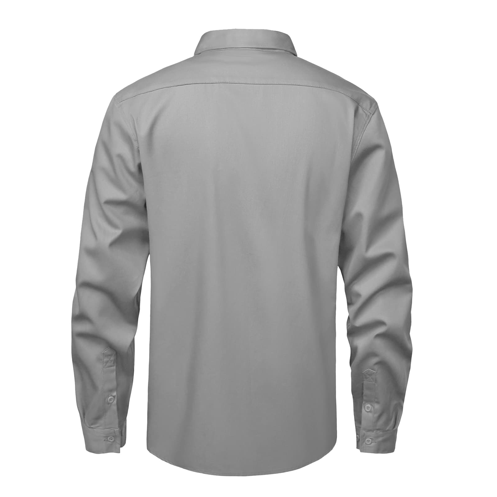 Back view of the HivisPro FR2011 gray flame retardant work shirt.