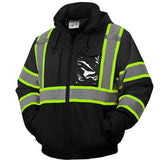Front view of the HivisPro J2103 high visibility safety jacket in black