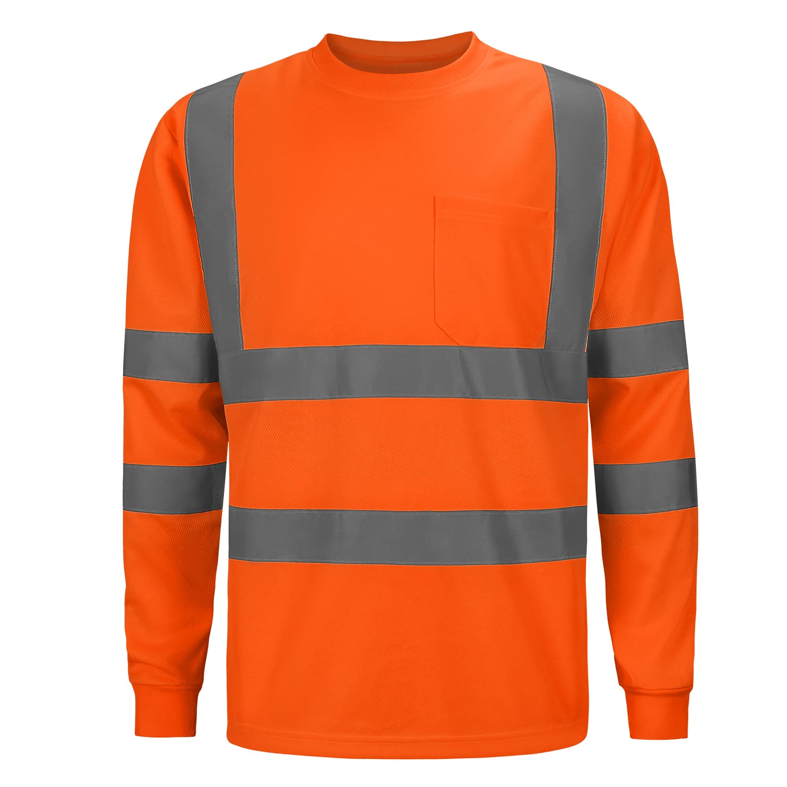 Front view of the HivisPro L32012 ANSI Class 3 high visibility long sleeve safety shirt in lime.