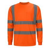 Front view of the HivisPro L32012 ANSI Class 3 high visibility long sleeve safety shirt in lime.