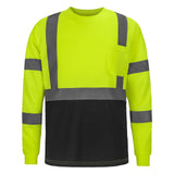 HivisPro Hi-Vis Reflective Black Bottom Work Safety Shirt with 1 Pocket - L3202 Series
