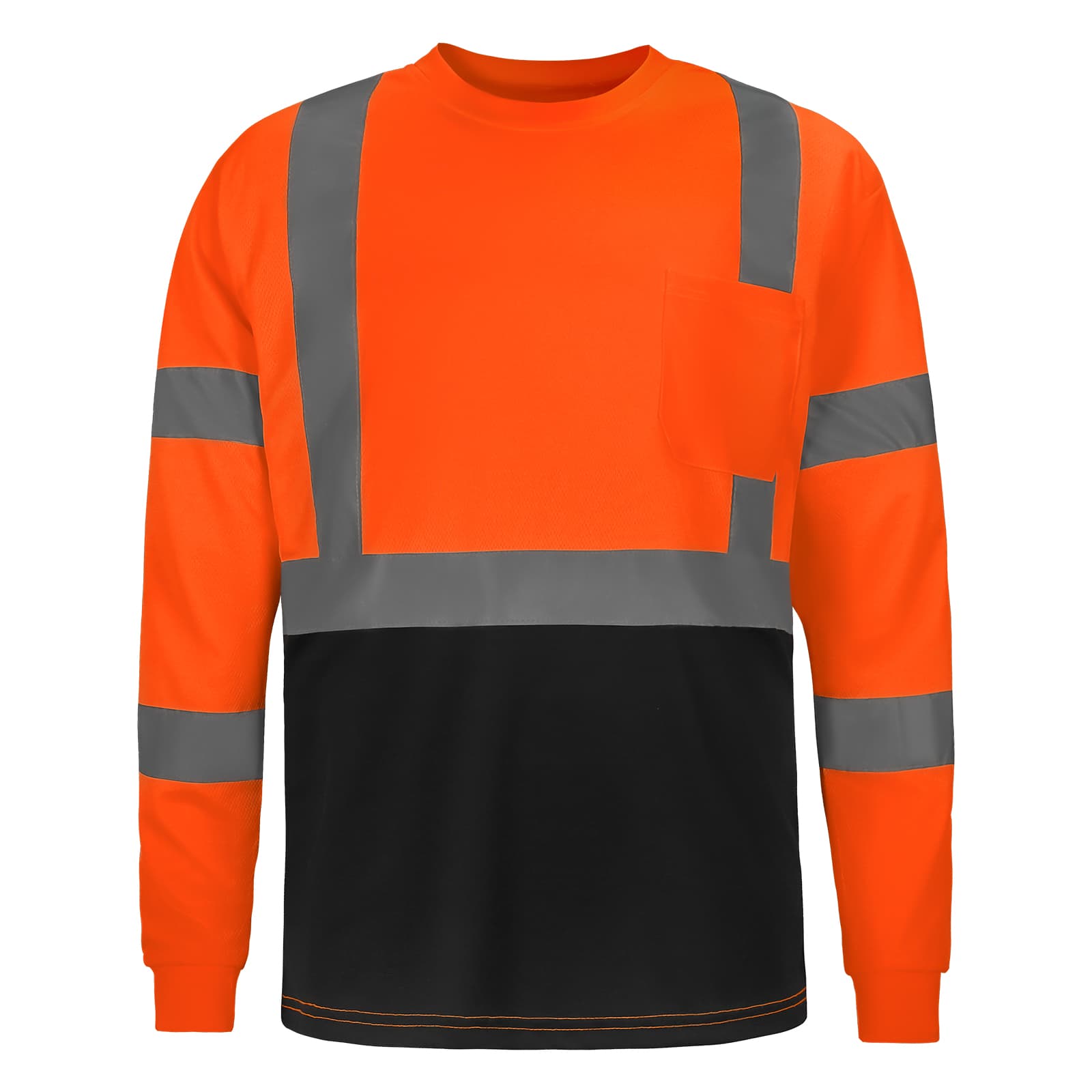 HivisPro Hi-Vis Reflective Black Bottom Work Safety Shirt with 1 Pocket - L3202 Series