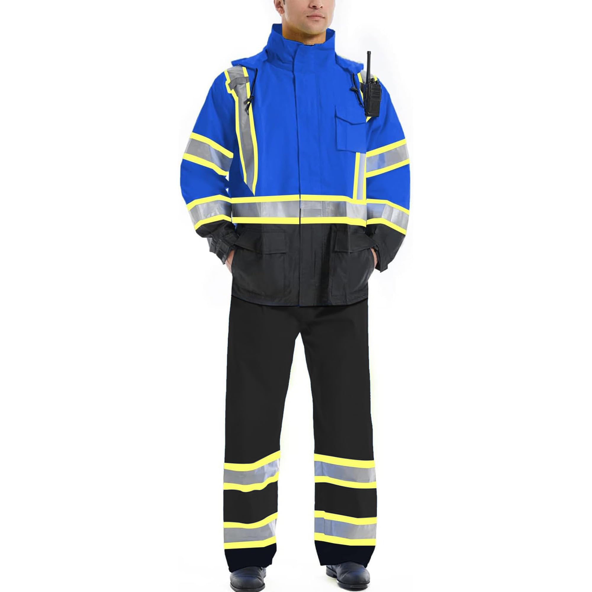 HivisPro ANSI Class 3 Hi-Vis Waterproof Reflective Rain Suit with 3 Pockets - R101 Series