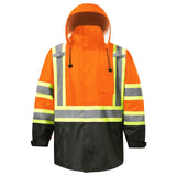 HivisPro ANSI Class 3 Hi-Vis Waterproof Reflective Raincoat with 3 Pockets - R101-1 Series