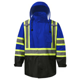 HivisPro ANSI Class 3 Hi-Vis Waterproof Reflective Raincoat with 3 Pockets - R101-1 Series