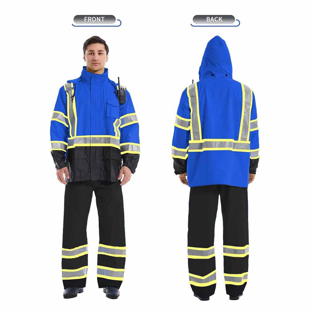 HivisPro safety rain coat R1014 front and back looks