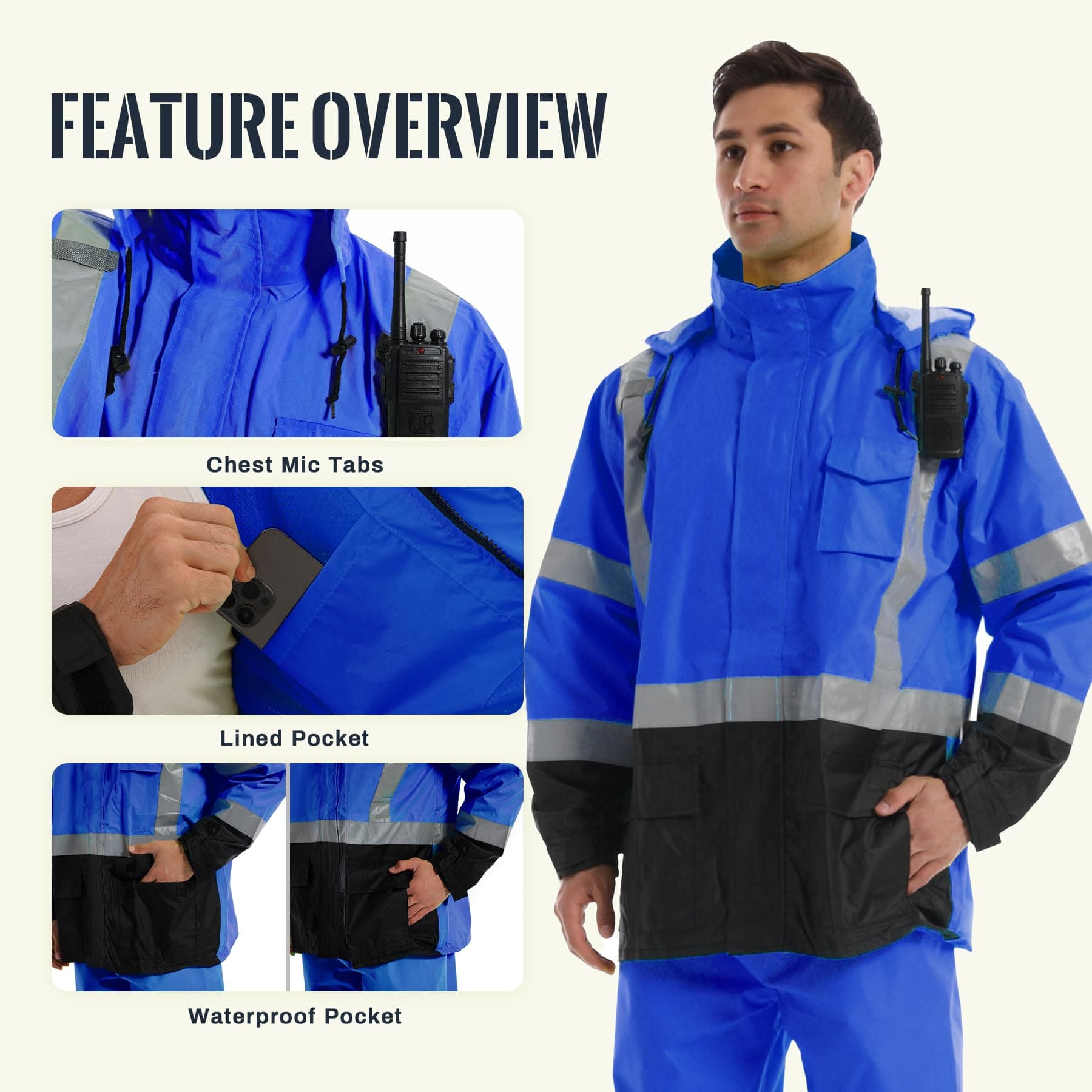 Features overview of the HivisPro R2014-1 high visibility reflective safety jacket