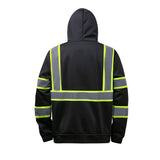 Back view of the HivisPro ST82033 ANSI Class 3 high visibility black hoodie