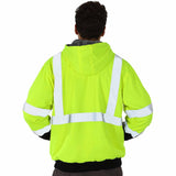 Back view of the HivisPro ST82071 ANSI Class 3 high visibility lime reflective jacket.