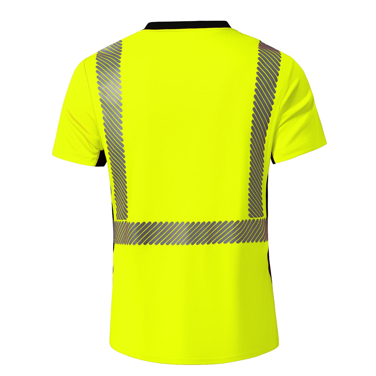 Back view of the HivisPro T22051 high visibility lime short sleeve safety T-shirt.