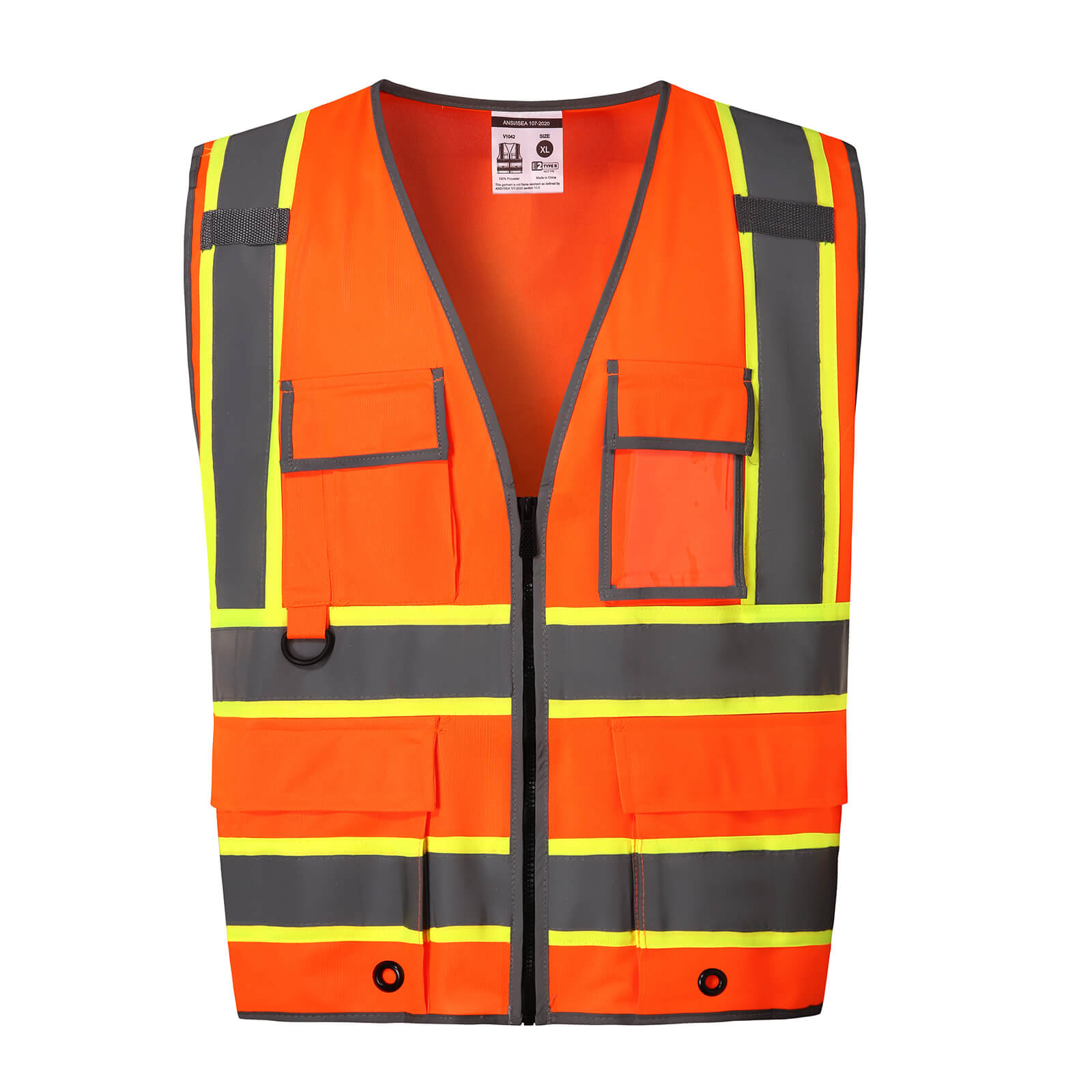 HivisPro Reflective Safety Vest | ANSI Class 2 Certified Hi-Vis Work & Play Vest with Pockets (V104)